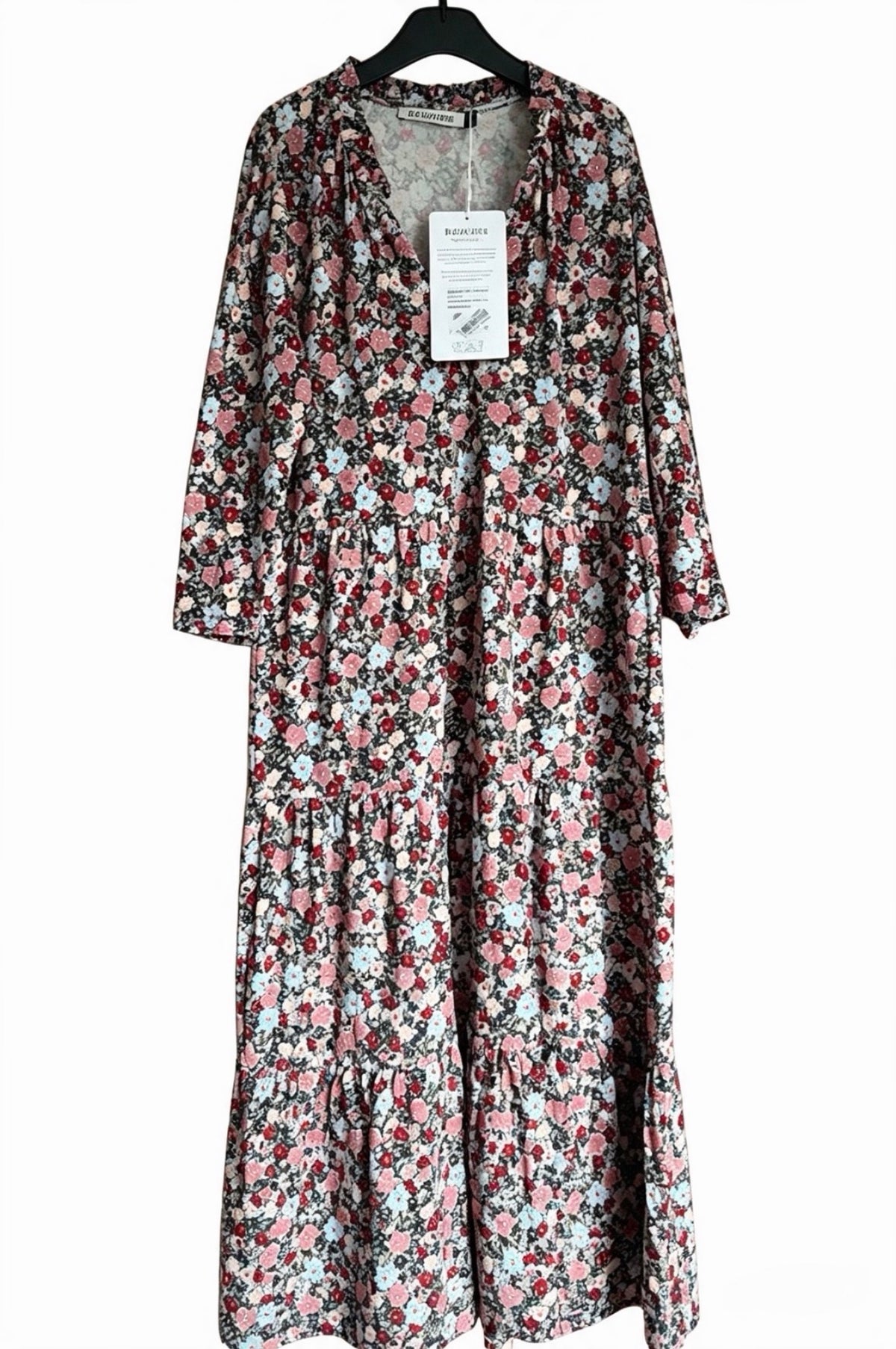 Baukjen Almy Dress Blue Wildflower Print Size 10 Midi Tiered New With Tags