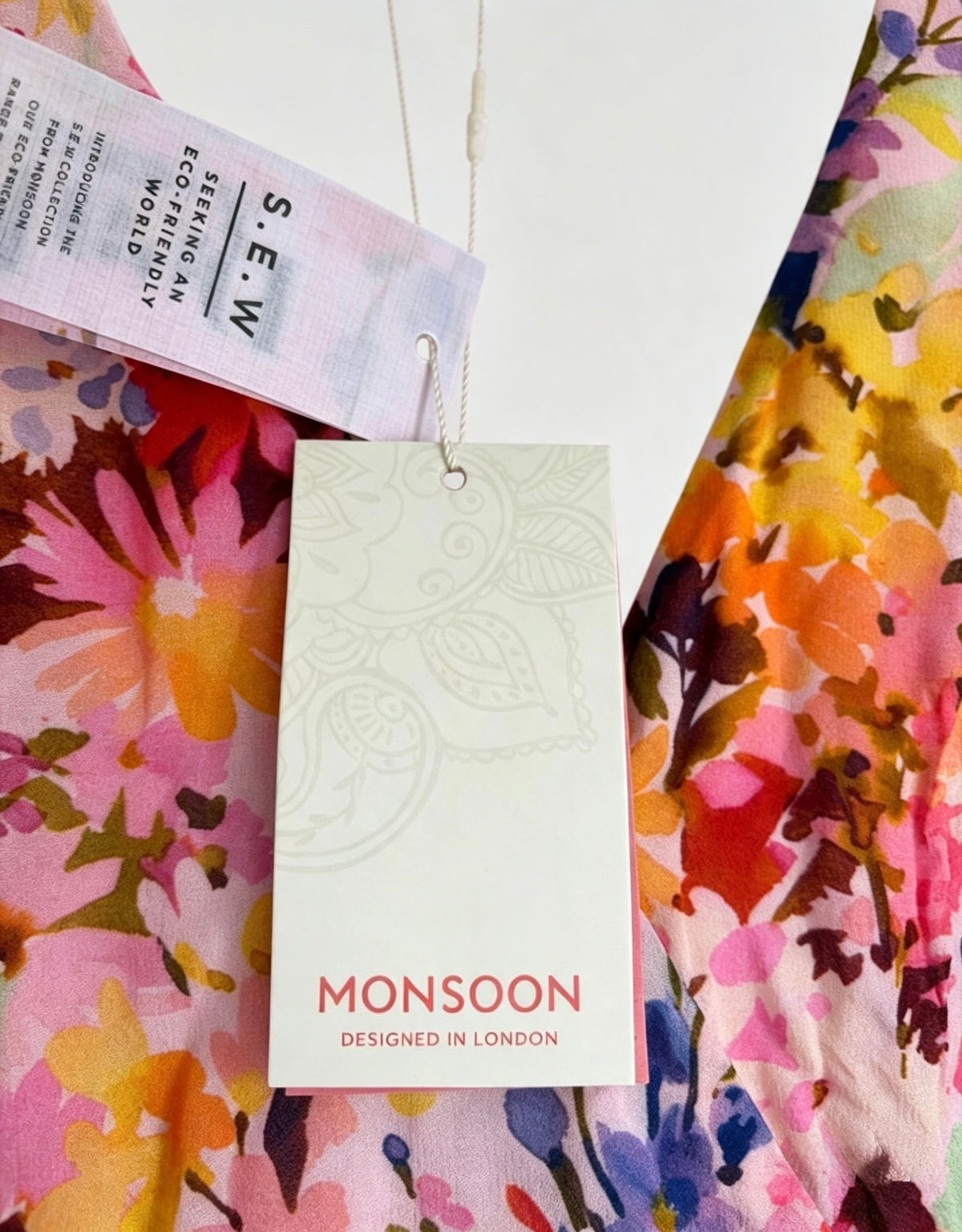 Monsoon Krishana Floral Wrap Midi Dress Size 10 Blush Pink Orange Ruffle Hem New With Tags