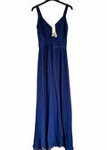 Lipsy London Navy Chiffon Maxi Dress V-Neck Strappy Sleeveless Zip Size 10