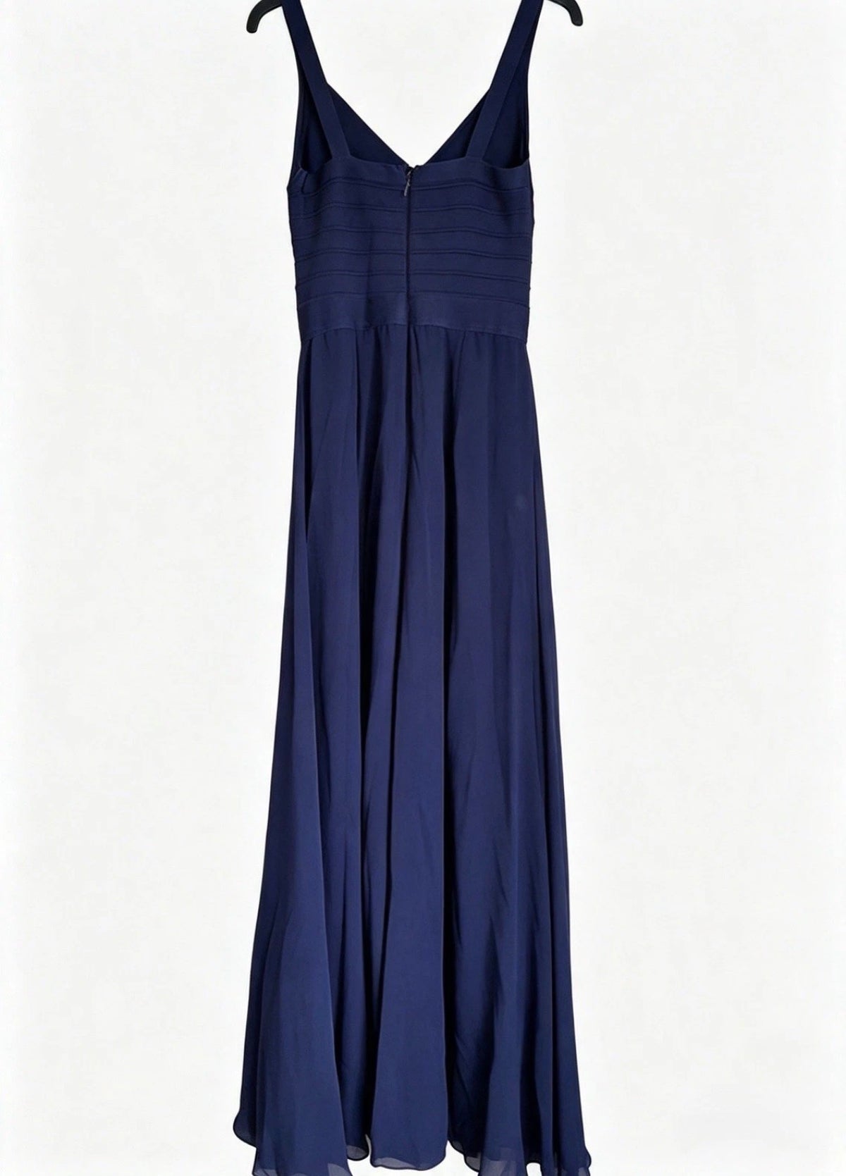 Lipsy London Navy Chiffon Maxi Dress V-Neck Strappy Sleeveless Zip Size 10