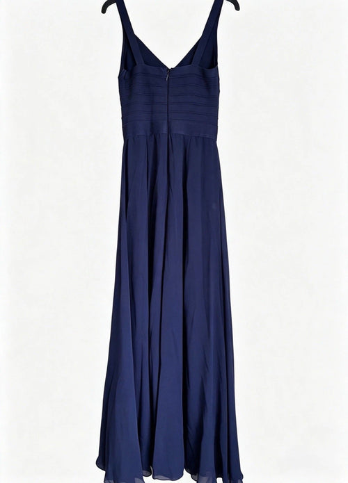 Lipsy London Navy Chiffon Maxi Dress V-Neck Strappy Sleeveless Zip Size 10