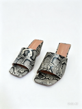River Island Snake Print Block‑Heel Mules – Size 5UK