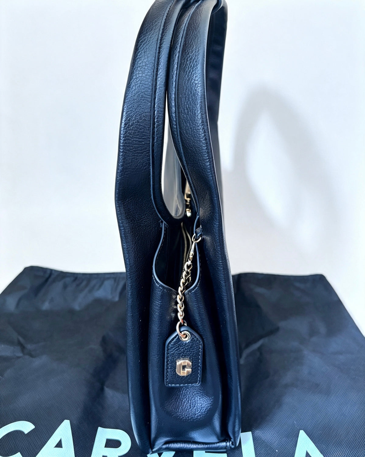 Carvela Black Hobo Bag Pebbled Faux Leather Gold Hardware Immaculate Condition