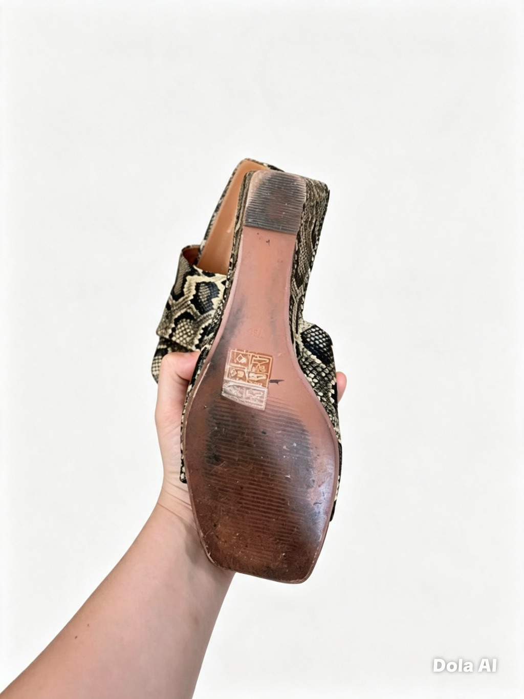 River Island Snake Print Block‑Heel Mules – Size 5UK