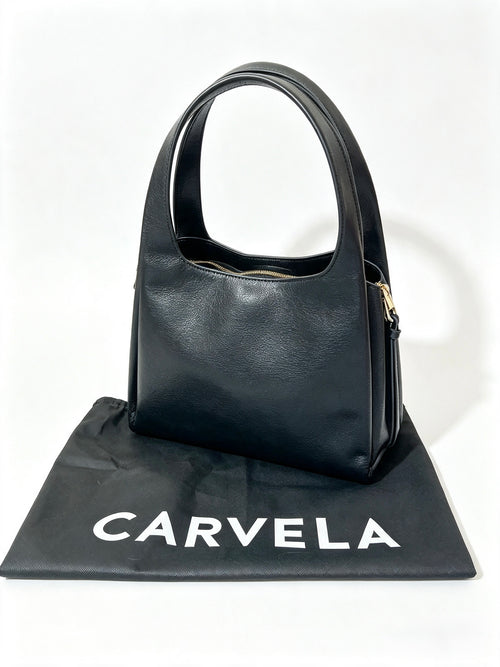 Carvela Black Hobo Bag Pebbled Faux Leather Gold Hardware Immaculate Condition