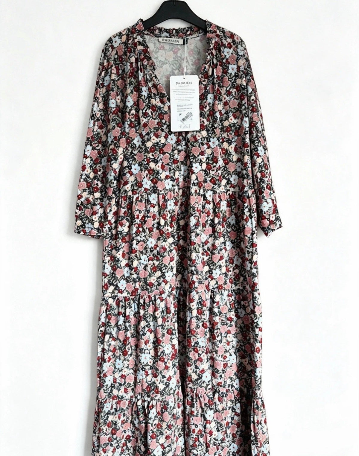 Baukjen Almy Dress Blue Wildflower Print Size 10 Midi Tiered New With Tags