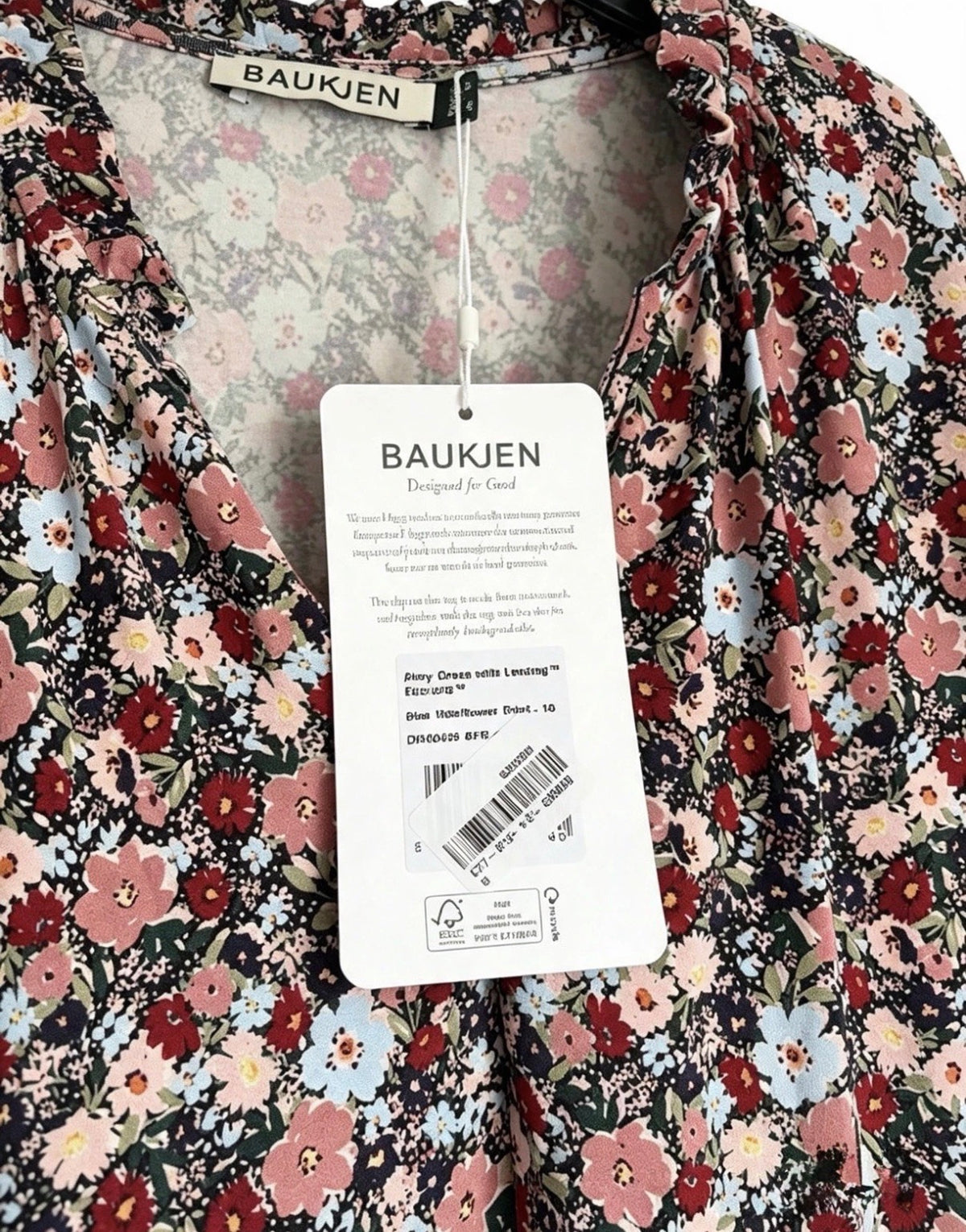 Baukjen Almy Dress Blue Wildflower Print Size 10 Midi Tiered New With Tags