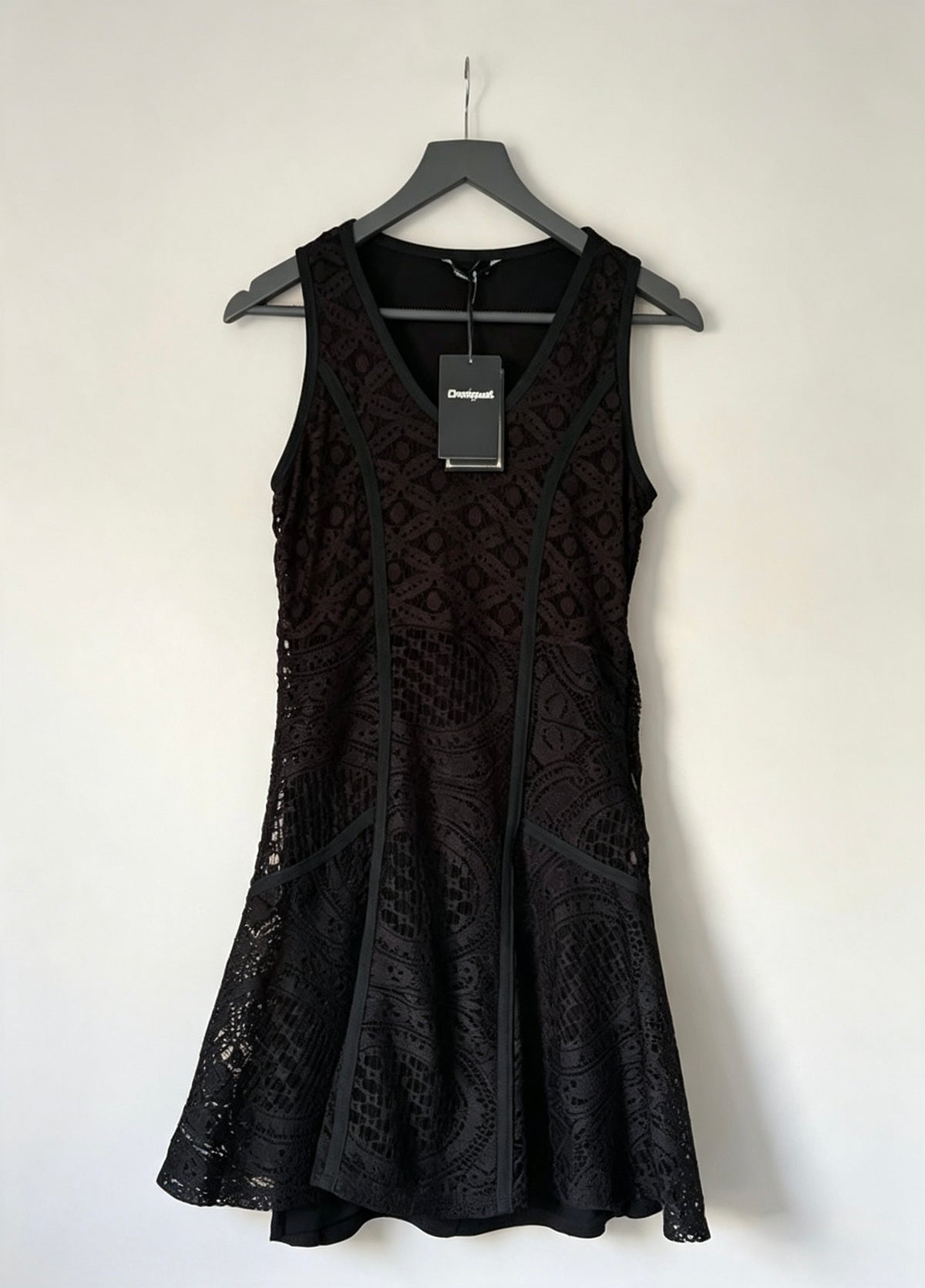 Desigual Black Lace Sleeveless Dress Size M New With Tags Fit And Flare