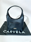 Carvela Black Hobo Bag Pebbled Faux Leather Gold Hardware Immaculate Condition