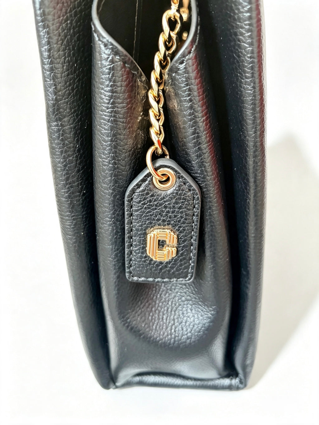 Carvela Black Hobo Bag Pebbled Faux Leather Gold Hardware Immaculate Condition