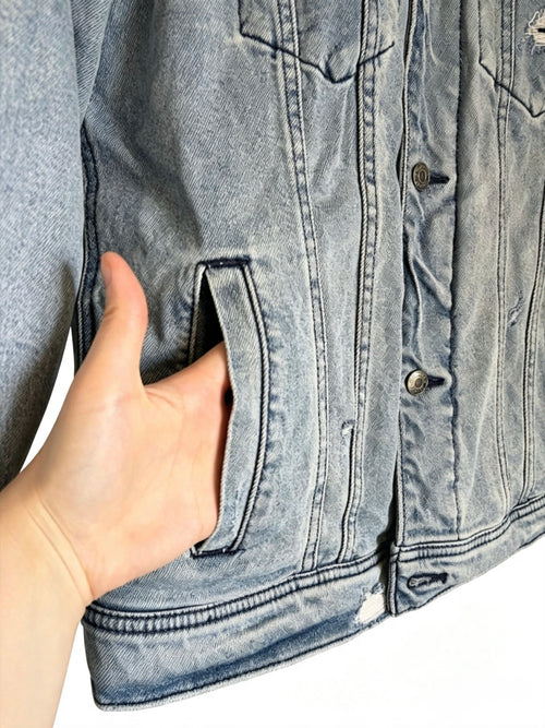 Hollister Light Wash Denim Shearling-Lined Jacket – Size S