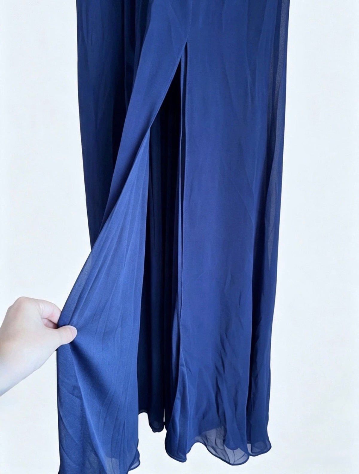 Lipsy London Navy Chiffon Maxi Dress V-Neck Strappy Sleeveless Zip Size 10