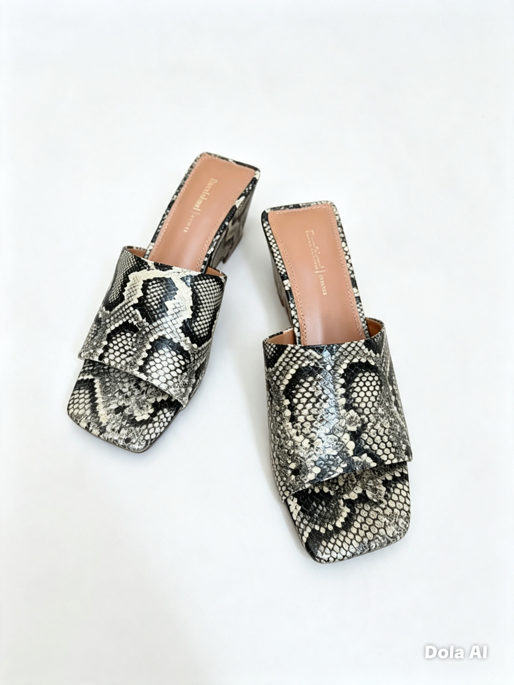 River Island Snake Print Block‑Heel Mules – Size 5UK